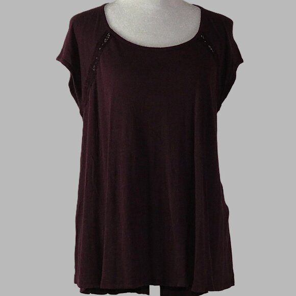 Chloe K Women's Pullover Cap Sleeve Blouse with Laced Back Size M (C422) - Picture 2 of 6